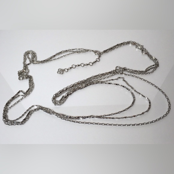 Silver Tone Multi Strand Chain Necklace - Picture 2 of 5
